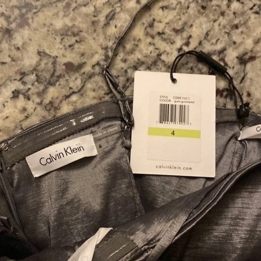 NWT Calvin Klein gunmetal silver gray ruching bodycon dress 4 N21 - Picture 11 of 11